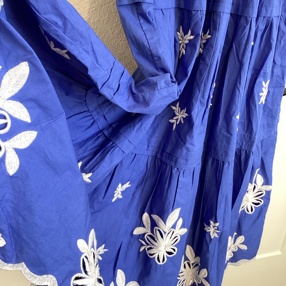 Anthropologie Somerset Embroidered Maxi Dress Short-Sleeve New XXS Blue White - Picture 11 of 16